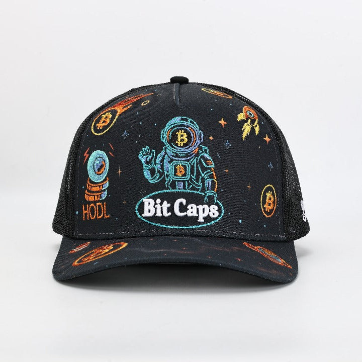 Bitcaps Bitcoin To The Moon Trucker - Black