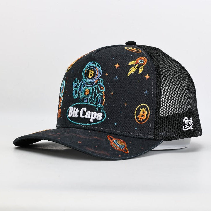 Bitcaps Bitcoin To The Moon Trucker - Black